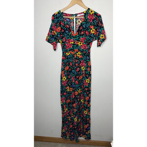 MNG Casual Womens Romper Size 4 Floral Print Body Suit Cloth Buttons Open Back